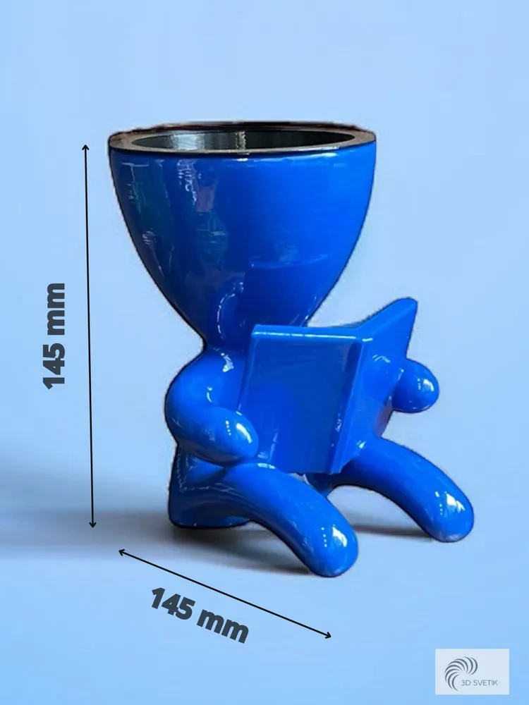 Кашпо «Человечек с книжкой» синий Кашпо «Человечек с книжкой» синий — изображение 2