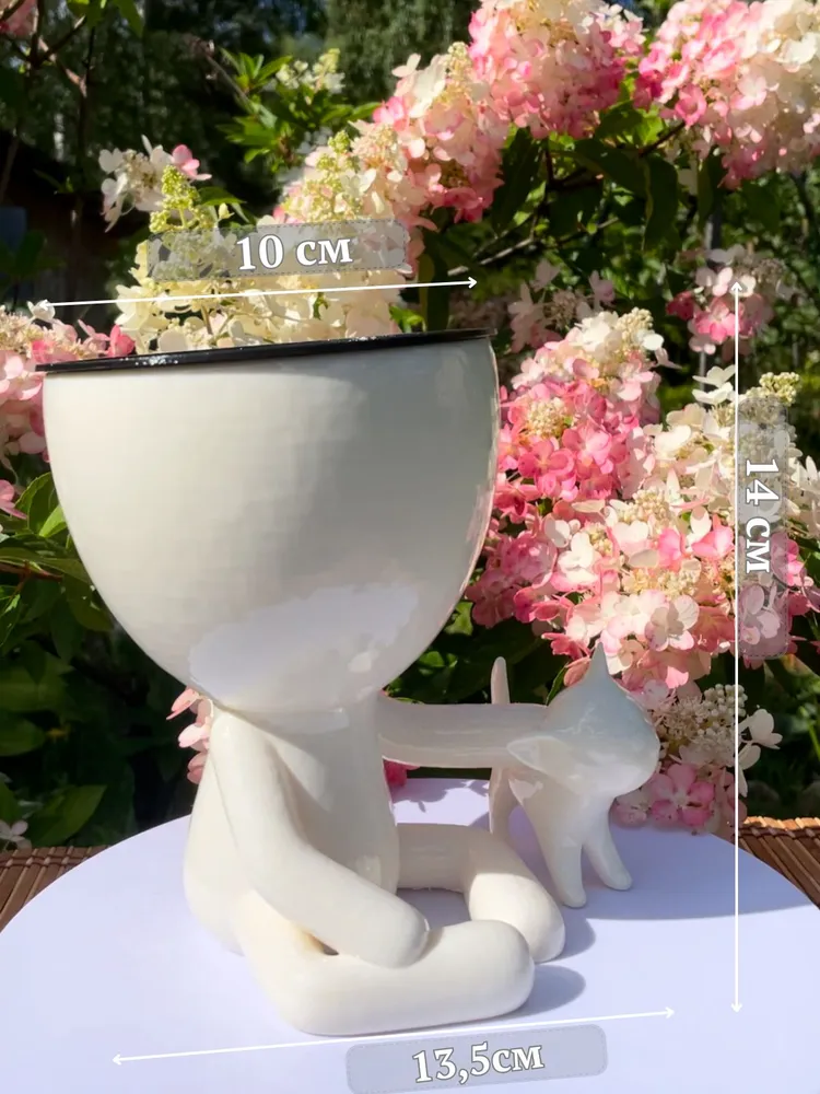 Кашпо «Человечек с кошкой» Кашпо «Человечек с кошкой» — изображение 2