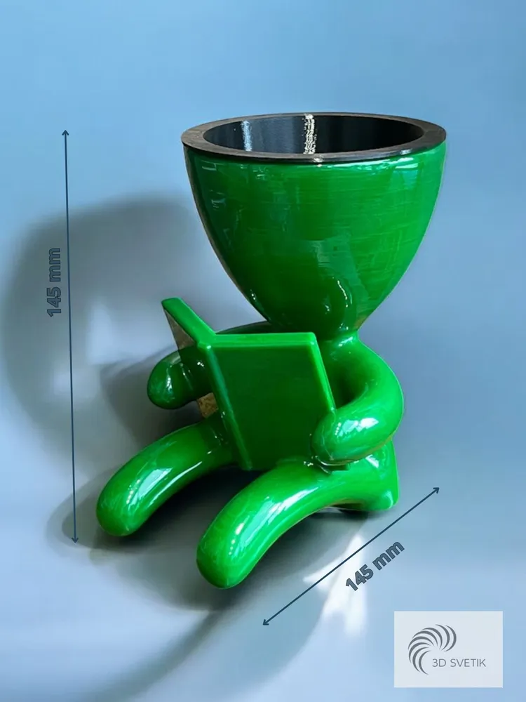 Кашпо «Человечек с книжкой» зеленый Кашпо «Человечек с книжкой» зеленый — изображение 3