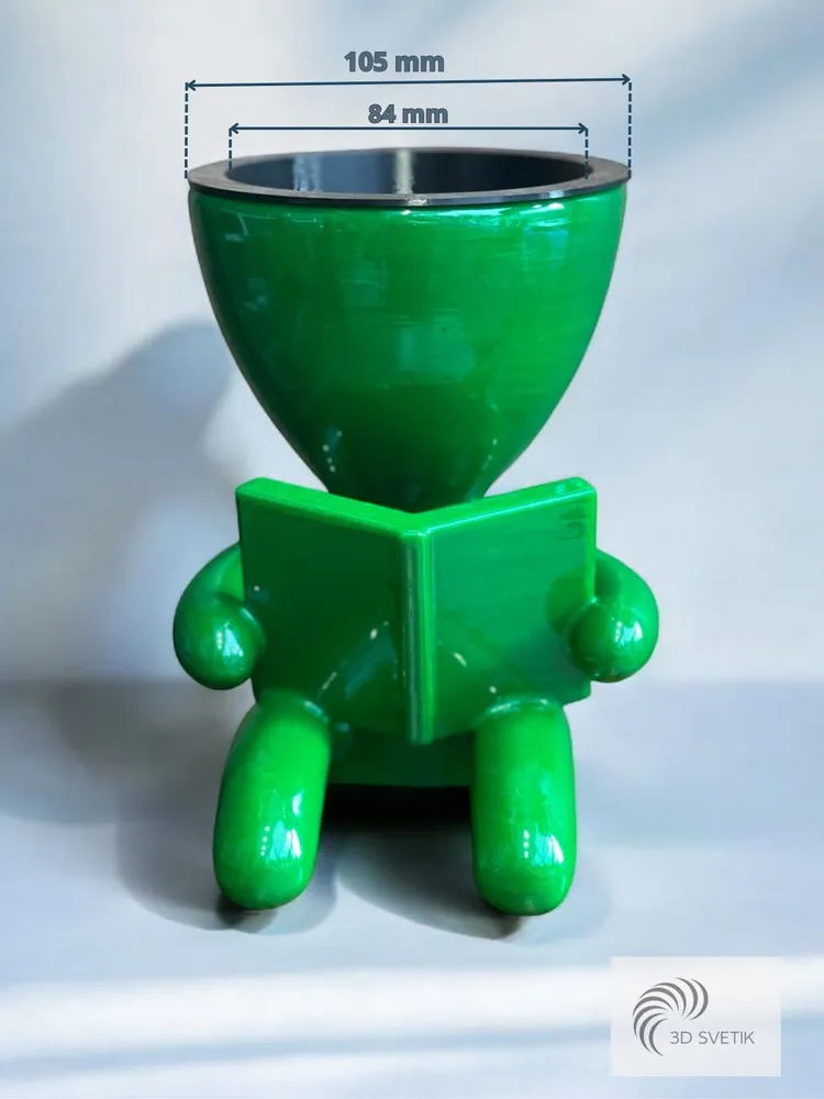 Кашпо «Человечек с книжкой» зеленый Кашпо «Человечек с книжкой» зеленый — изображение 2